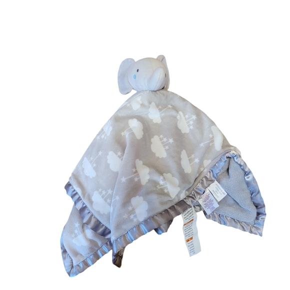 Parents Choice Large Gray Elephant Baby Lovey Clouds Security Blanket Satin Edge - Picture 6 of 6
